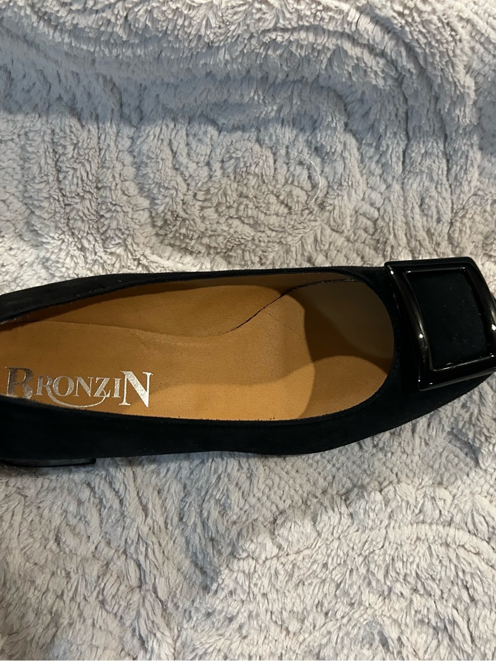 Bronzin Made in Italy Black Suede Leather Block Heel Pumps EU 39.5 - Picture 7 of 9